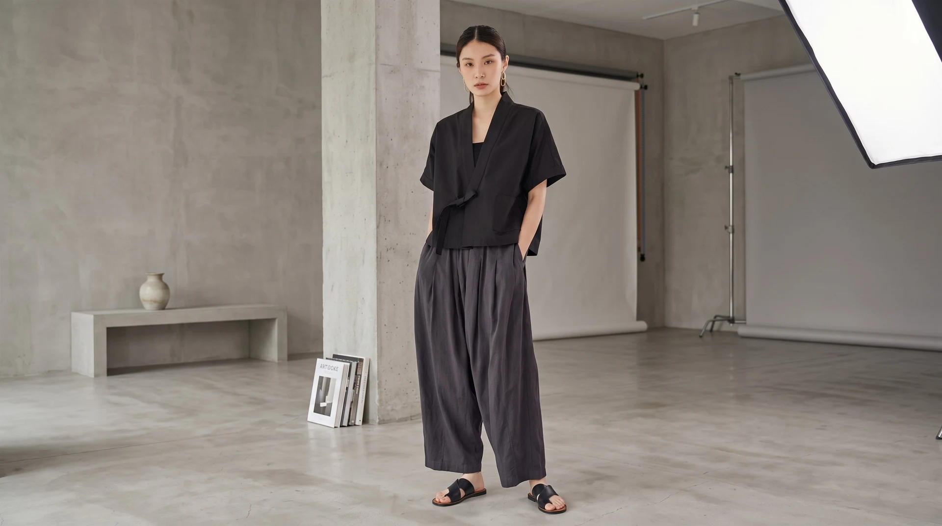 Minimalist Side Tie Blouse Black product