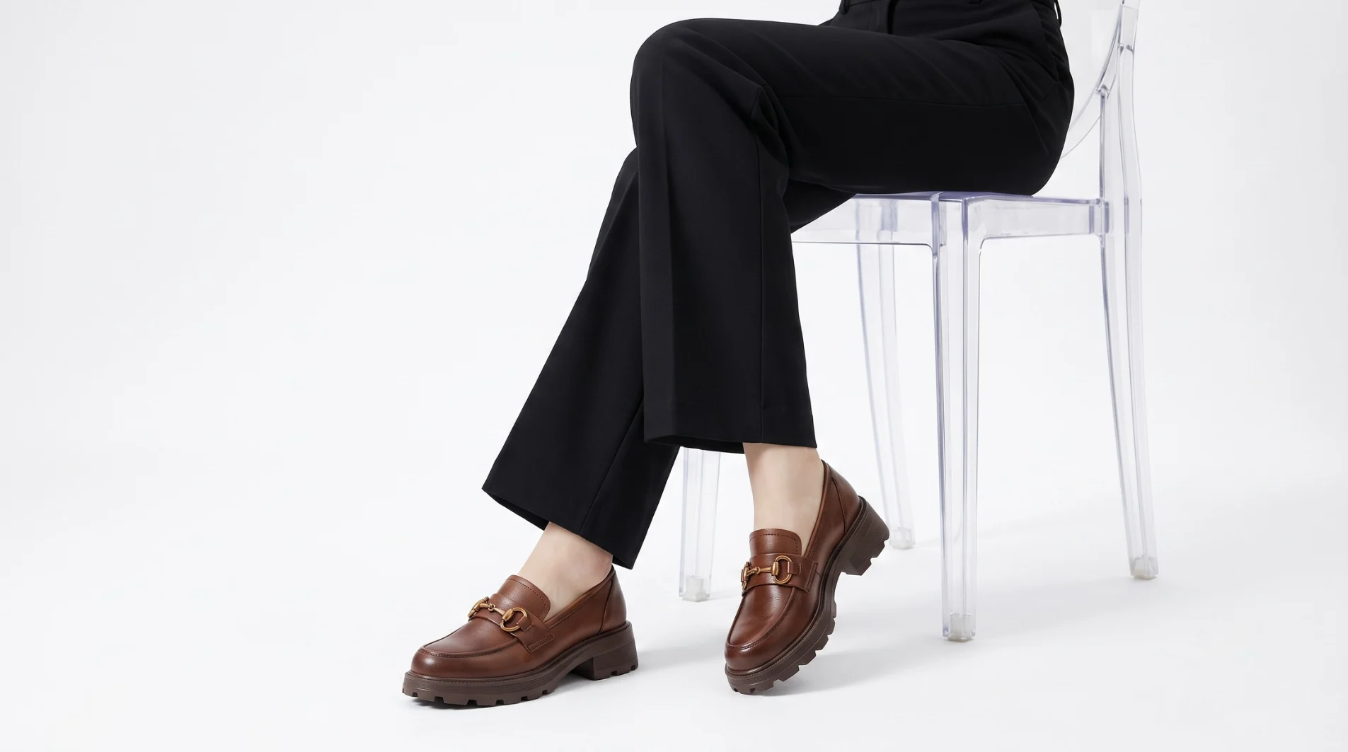 Vintage Lug Sole Buckle Loafers Brown product